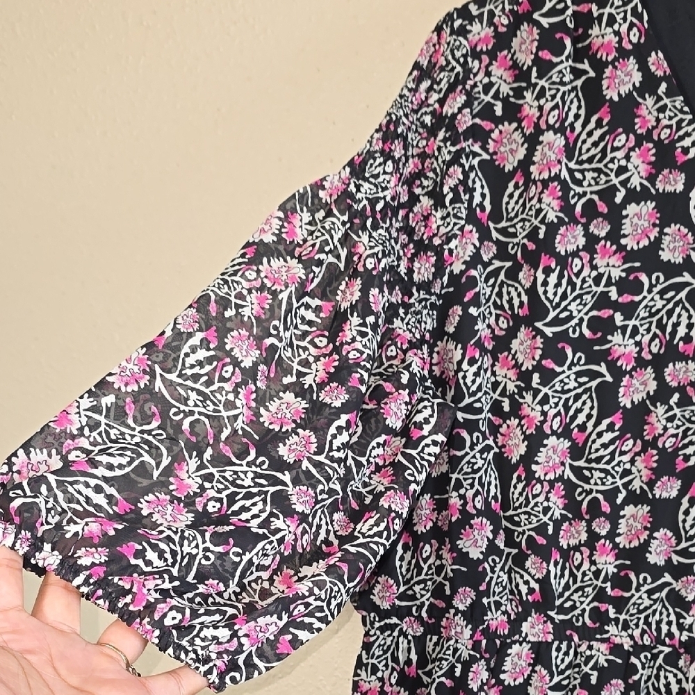 Lane Bryant V Neck Smocked Shoulder Midi Dress - Picture 4 of 7